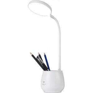 Lampe de bureau porte-stylo,lampe de bureau LED tactile à intensité variable avec 3 modes d'éclairage et 24 LED,lampe de chevet pour enfants de protection oculaire,charge sans fil USB pour l'étude - Neuf