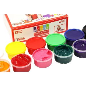 KALANKA-Peinture au doigt pour enfants et bébés. 12 couleurs de 30 ml. Peinture non toxique et lavable pour jeux créatifs et activités de coloriage (12 x 30 ml) - Neuf