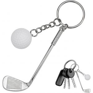 Kal-Porte-Cl&eacute;s Avec Club Et Balles De Golf, Accessoires, Cadeau Pour Golfeurs, Hommes Et Femmes - Argent&eacute;, Taille Unique - Neuf