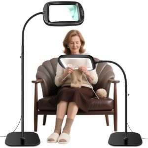 JEXNOVASHOP-30X 10X Lampe Loupe sur Pied, 2 en 1 Lampe Loupe, 60 LED avec 5 Temp&eacute;ratures de Couleur et 4 Niveaux de Luminosit&eacute; R&eacute;glables, Loupe Lumineuse pour Le Travail de pr&egrave;s,l'artisanat et la Lec - Neuf