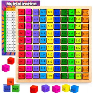 ChenQuanSarl-1X1 Table De Multiplication En Bois, Jeu D'Exercices De Multiplication Tableau Jeu Math&eacute;matique Pour Les Enfants D'&Acirc;ge Pr&eacute;scolaire Jouets Montessori Cadeaux Pour Les Enfants De Plus De 3 - Neuf