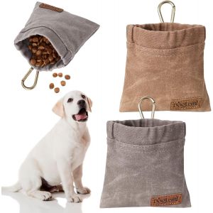 2pcs Sac De Friandises Pour Chien, Sacoche De Dressage Pour Friandises Petit Pochette &Agrave; Friandises Chien &Eacute;tanche Sac De Nourriture Pour Formation Sac Recompense Chien Avec Mousqueton(Gris+Marron) - Neuf