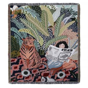 Couverture Plaid Tricoté Tigre Et De La Femme Décorée De 1 Pièce 160x130cm - Neuf