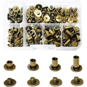 80 Pcs Kit De Rivets De Reliure Chicago,Rivets De Grand Livre Pour La D&eacute;coration De La Ceinture De Livre Num&eacute;ro De Mod&egrave;le De Bagage M5*4/6/8/10 Mm (Bronze) - Neuf