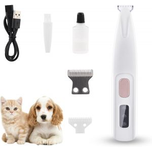 Tondeuse De Pattes De Chien, Tondeuse Pour Chat Rasoir Avec Lumi&egrave;re Led &Eacute;tanche Ipx5 Tondeuse Sans Fil Pour Chiens, Chats, Pattes, Yeux, Oreilles, Visage, Corps - Neuf