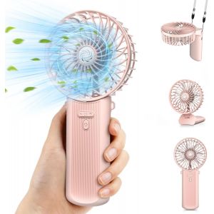 KALANKA-Mini Ventilateur Portable Ventilateur USB Silencieux, Petit Ventilateur Pliable Mini Ventilateur de Bureau avec 4 Vitesses Couvercle Amovible Pour Maison Bureau Voyage Extérieur - Rose - Neuf