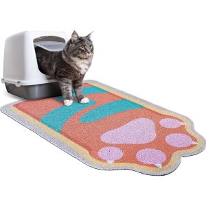 Tapis De Litière Pour Chat,90 X 60 Cm,Facile À Nettoyer,Antidérapant,Imperméable,Piège Pour Litière Pour Chat,Rouge - Neuf