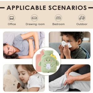 Bouillotte Eau Chaude Enfant, Adorable Bouillote Dinosaure avec Housse, Peluche, Douce et Moelleuse, Petite 500 ml, S&ucirc;re, Antid&eacute;flagrante et Antifuite, Amovible et Propre - Neuf