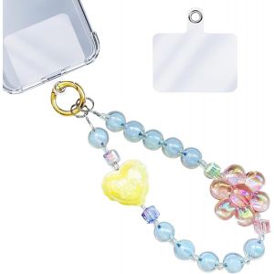 KALCX-Dragonne De T&eacute;l&eacute;phone Universelle,Bijoux De Telephone Avec Languette D'Attache,Bracelet Cha&icirc;ne Anti Perte,Chaine Telephone Portable Perl&eacute;e Pour Femmes Sl Flower - Neuf