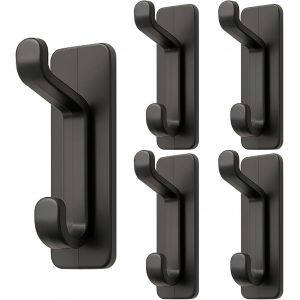 5 crochets adh&eacute;sifs pour suspendre des crochets de porte, des supports muraux adh&eacute;sifs sans clous (noirs) - Neuf