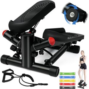 CHECARZHN--NO1-Mini Stepper, Stepper Swing, Stepper Haut En Bas Pour Entraînement, Steppers Pour L'Exercice À La Maison Avec Moniteur Lcd Pédale Antidérapante - Avec Bandes De Résistance - Neuf