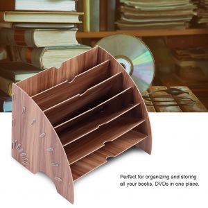 Hjlian Etagere De Bureau Multifonctionnelle En Bois A Monter Soi-Meme, Support De Rangement Pour Livres, Dvd Et Bibliotheque (Couleur Bois) - Neuf