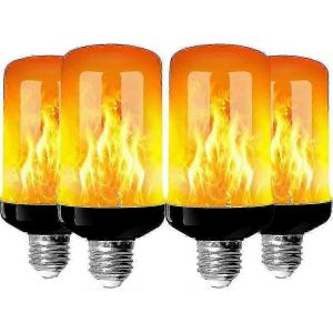 Lot De 4 Ampoules Led E27 A Effet Flamme, Culot 4 W, 4 Modes D'eclairage, Decoratives Pour L'interieur, Ideales Pour Une Fete Dans Le Jardin - Neuf