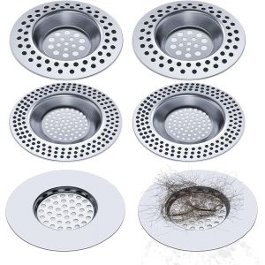 Lot de 6 Pcs Filtre evier Cuisine avec Filtre Lavabo Salle de Bain,Filtre évier Cuisine,Filtre Cheveux Douche,Grille evier Cuisine,Protege evier Cuisine,Filtre à Lavabo,Métal (3 tailles) - Neuf