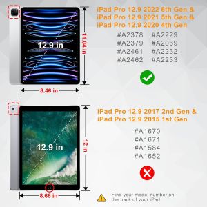 Coque Pour Ipad Pro 12.9 Pouces 6&egrave;me/5&egrave;me/4&egrave;me/3&egrave;me G&eacute;n&eacute;ration (2022/2021/2020/2018) - [Rangement De Pencil] Housse Arri&egrave;re Transparente Claire Etui Antichoc, Cahier Noir[Coq9129260] - Neuf