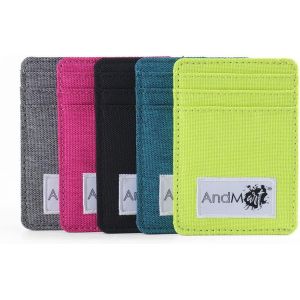 Slim Wallet Portefeuille Slim Homme Femme Porte-Cartes De Cr&eacute;dit Rfid Documents Portefeuille Portefeuille Petit Portefeuille Mince Sac &Agrave; Main Bancaire Carte Color&eacute; Toile &Eacute;l&eacute;gante - Neuf