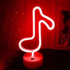 - Lampes N&eacute;on Led En Forme De Note Musicale, Lampe N&eacute;on Rouge Avec Base De Support, Usb Ou Pile, Pour F&ecirc;tes, Mariages, Anniversaires, Festivals, D&eacute;corations - Neuf