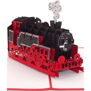 Trahoo-Carte Pop-Up Train &iquest; Locomotive Carte D'anniversaire 3d Avec Train &Agrave; Vapeur &iquest; Comme D&eacute;coration, Emballage Cadeau Ou Bon D'achat - Neuf