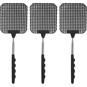KALANKA-3 Pièces Tapette à Mouches Extensible,Durable Manuelle Télescopique Mouche Piège,Portable Tapettes Anti Moustique,pour Intérieur Jardin Moustiques Insectes(Noir) - Neuf