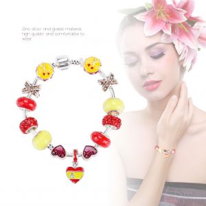 Bracelet En Alliage De Zinc Pour Homme Et Femme Avec Pendentif Drapeau Espagnol (18 Cm) - Neuf