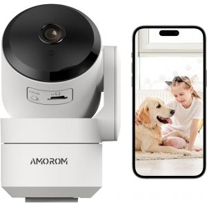 360° Wifi Surveillance Camera 1080P Indoor Camera With Night Vision, Motion Detection, 2.4 Ghz Audio, Compatible With Alexa/Google Assistant - Neuf