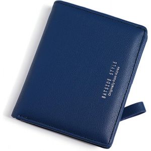 KALANKA-Portefeuille Femme en Cuir Petit à Fermeture Éclair Porte Monnaie Femmes Slim Court Portefeuilles avec 7 Emplacements de Carte (Bleu Marin) - Neuf