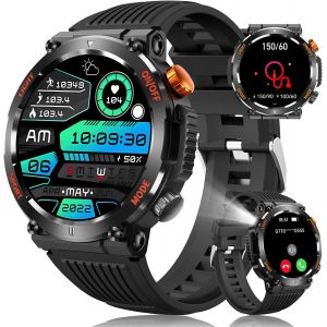 Smart Watch For Men Waterproof Fitness Watch Black Blood Pressure Compatible With Android Ios - Neuf