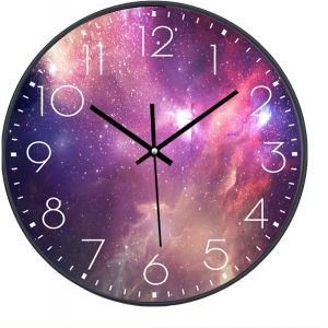 ChenQuanSarl-Horloge Murale Silencieuse - 25 Cm - Pour Enfant - Cadran Avec Galaxie Et Étoiles - Ciel Étoilé - Décoration Pour Salon Et Chambre D'Enfant (038) - Neuf
