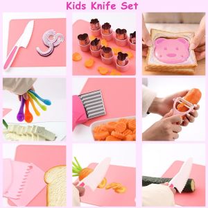 Mevronisshop-Kit Couteau S&eacute;curit&eacute; De Cuisine Pour Enfants,24 Pi&egrave;ces Couteaux De S&eacute;curit&eacute; Pour Enfants Color&eacute;s Pour Couper Et Cuire Des Fruits Ou L&eacute;gumes,Couteaux Enfants &Agrave; Partir De 3 Ans - Neuf