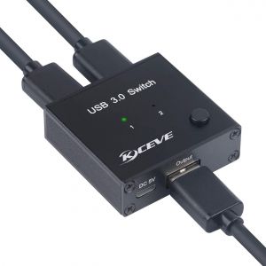 JUIR-Usb 3.0 Switch 2 Port Pour 2 Pc,Mleeda Switch Usb,2 Entrées 1 Sorties Usb Commutateur Pour Souris,Clavier,Scanner,Imprimante,Etc,2 Câbles Usb 3.0 Inclus - Neuf