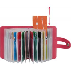 TRAHOO-Porte Carte de Cr&eacute;dit Femmes Homme Blocage RFID Portefeuille PU Cuir 40 emplacements (Rouge) - Neuf