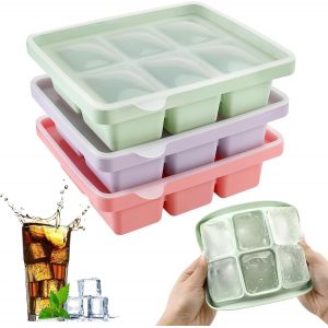 Mevronisshop-3pcs Bacs &Agrave; Gla&ccedil;ons, Bacs &Agrave; Gla&ccedil;ons En Silicone Avec Couvercle, Empilables Et Passent Au Lave Vaisselle, Pour Cocktails, Bi&egrave;re, Vin Et Collations Pour B&eacute;b&eacute; Inclus - Neuf