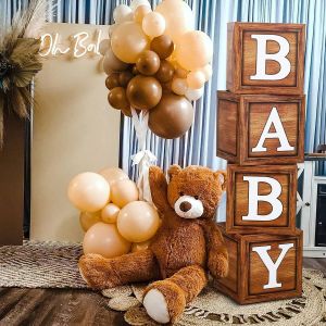 MEVRONISSHOP-Boite a Ballon pour Baby Shower Decoration Gar&ccedil;ons Filles, 4 Cube Baby avec Lettres BABY pour Teddy Babyshower, Gender Reveal, Decoration Anniversaire, Jungle Safari Baby Shower - Neuf