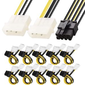 Câble d'alimentation Molex vers PCIe 8 Broches, 2X 4 Broches LP4 IDE vers PCI Express Carte graphique vidéo Adaptateur secteur Câble Y Splitter, 10 Pièces - Neuf