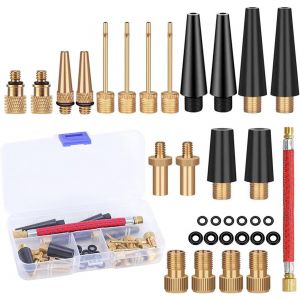 Kal-33 Pièces Embout Pompe Velo Set, Adaptateur De Pompe À Vélo Avec Boîte De Rangement, Dv Sv Av Adaptateur Pompe Velo Avec Tuyau De Gonflage Pour Vélo, Pompe À Vélo Et Compresseurs Pompes - Neuf