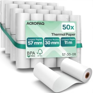 50xrouleau Carte Bancaire-57 Mmx30 Mmx11,4 M,Rouleaux De Papier Thermique De Qualité Supérieure,Sans Bpa,Pour Les Terminaux De Paiement Mobiles-Papier Tpe,Rouleaux Cb Thermique - Neuf