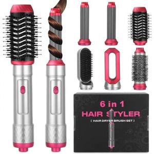 Ixydor 6 en 1 Air Styler,Brosse a Air Chaud avec 1000W Seche Cheveux,Fer a Friser,Brosse Lissante Chauffante,Brosse Coiffante,3 Temp - Neuf