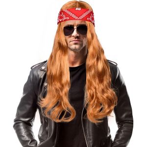 Trahoo-Accessoires De Déguisement Rocker Des Années 70, 80, 90 Avec Perruque, Boucles Cap De Perruque, Bandana Pour Fête À Thème, Carnaval - Neuf