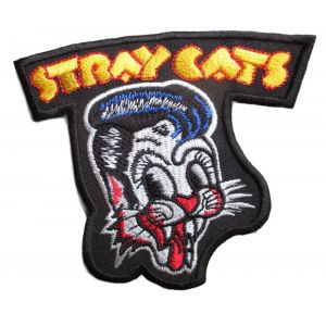 Patch Stray Cats Tete De Chat 9x10 Cm Écusson Rock Roll Thermocollant - Neuf