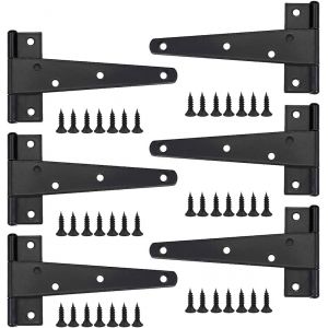 Heavy Door Hinge, 6 Inch Door Hinge, Black T Hinge, Stainless Steel Flat Hinge, Iron Door Hinges, Heavy Duty Hinges for Doors, Windows, Sheds - Neuf