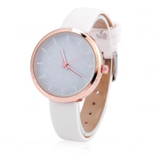 Femme &Eacute;tudiante Montre &Agrave; Quartz Rond Pu Strap Big Dial Glitter Montre-Bracelet (Bracelet Blanc) - Neuf