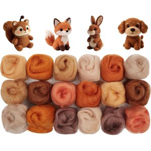 Mevronisshop-Lot De 18 Laine &Agrave; Feutrer, 9 Couleurs, 3g Feutrage &Agrave; L'aiguille Pour Le Tissage Diy, Fait Main Feutrage Humide, Laine De Feutrage &Agrave; L'aiguille Artisanat (S&eacute;rie Marron) - Neuf