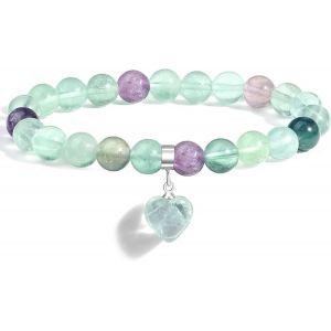 Eryi-Bracelet De Perle Avec Pendentif En C?ur 1 Pièces Bracelet Pierre Naturelle 8mm Avec Pendentif C?ur Pour Femme Bracelets Avec Carte De Bénédiction Noël Cadeaux Pour Une Amie, Soeur, Maman - Neuf