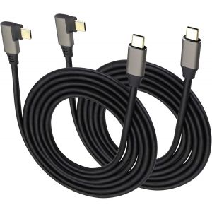 KALANKA-Coudé&Droite&Gauche USB 3.1 Type C Adaptateur Câble 90 Degrés 3.1 USB Type C Mâle Câble Pleine Fonction prend en Charge,Données,Audio,Vidéo Câble pour Ordinateur Portable(1.5M/2Pack) - Neuf