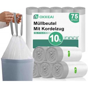 KALANKA-Lot de 75 sacs poubelle blancs de 10 l avec cordon de serrage - Neuf