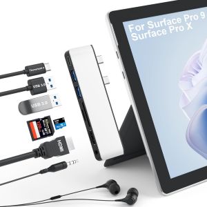 ChenQuanSarl-Surface Pro 9 Hub Docking Station, 7 In 1 Triple Display Surface Pro 9 Zubehör Mit 4K Hdmi +8K Video Display Usb-C Thunerbolt 4 (40G Data+100W Charge), 3.5Mm Audio Für Surface Pro 9/Pro - Neuf