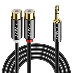 Câble RCA vers Jack 3.5mm de Rallonge,Adaptateur Audio Stéréo Plaqué Or de 3.5mm Mâle à 2 RCA Femelle,0.3m - Neuf