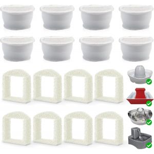 Lot De 8 Filtres De Rechange Pour Fontaine &Agrave; Eau Drinkwell Et 8 Mousses Pr&eacute;-Filtrantes Pour Fontaine &Agrave; Chat Avalon, Pagoda, Gallon, Sedona, Seascape Seaside Butterly - Neuf