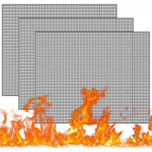 KAL-Pièces Réutilisable Tapis De Barbecue,40 X 33Cm Grill Mesh Mat Tapis De Cuisson,Réutilisables Tapis De Cuisson Anti-Adhésifs,Tapis De Barbecue En Maille,Pour Grillades De Viande,Légumes - Neuf