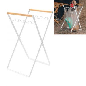 (Noir) Sac poubelle pliable suspendu, sac poubelle de camping, support de rangement pour pique-nique en plein air, support de sac poubelle de cuisine - Neuf